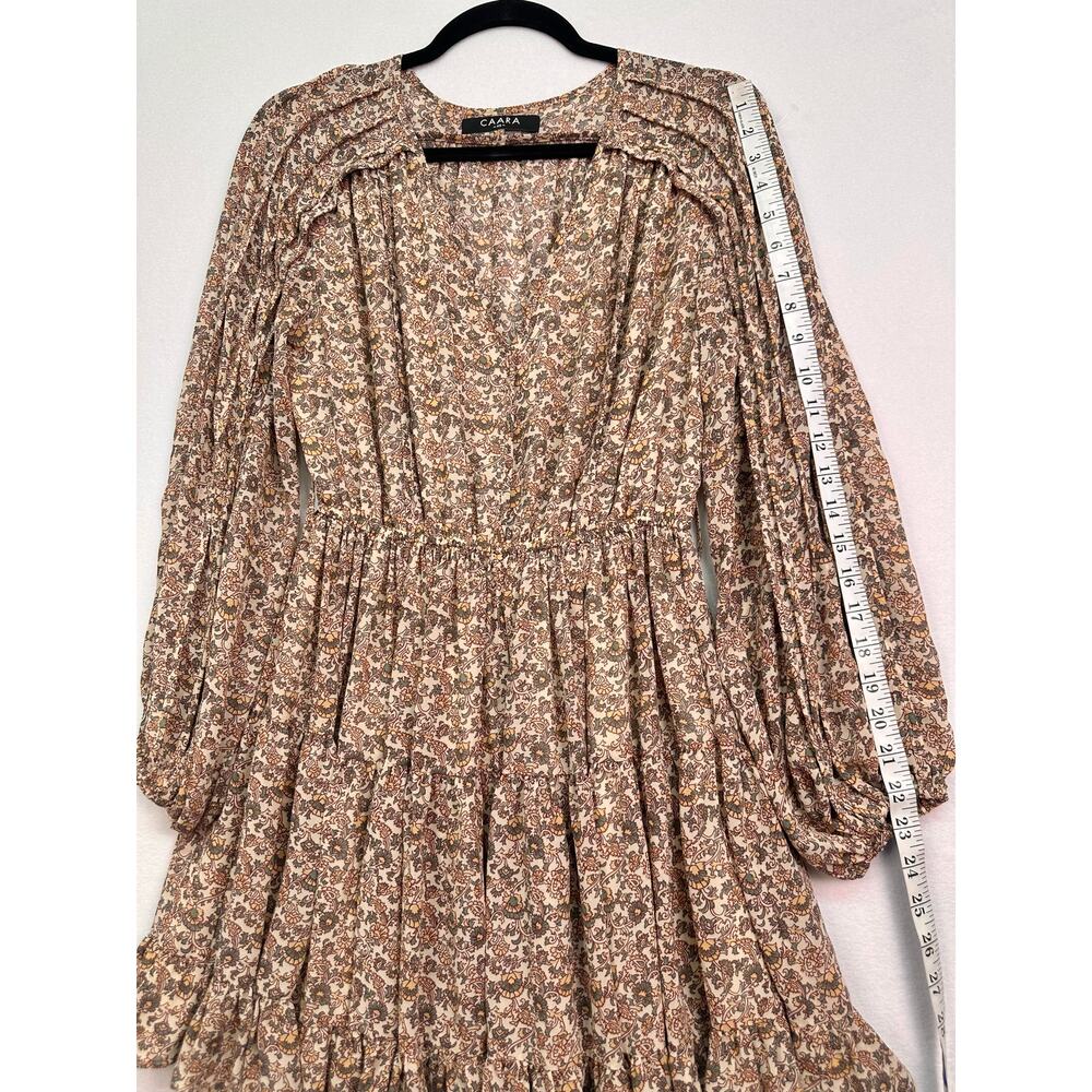 Caara Floral Print Fit and Flare Long Sleeve Mini Dress Size XS - Picture 11 of 12